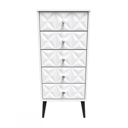 Pixel Tall Tallboy White 5 Drawers 45cm