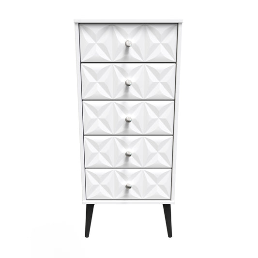 Pixel Tall Tallboy White 5 Drawers 45cm