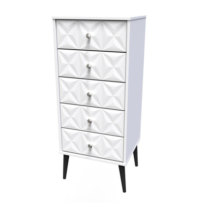 Pixel Tall Tallboy White 5 Drawers 45cm