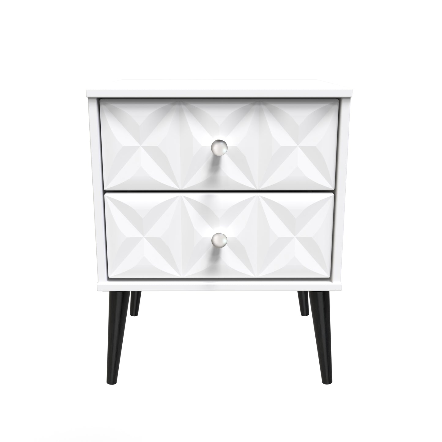 Pixel Bedside Table White 2 Drawers 45cm
