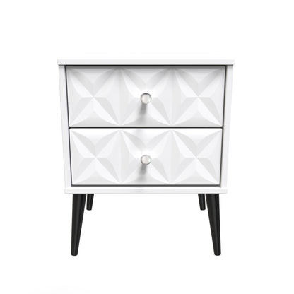 Pixel Bedside Table White 2 Drawers 45cm