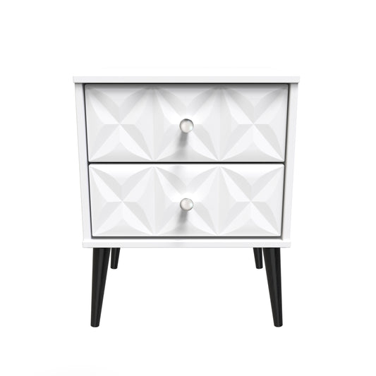 Pixel Bedside Table White 2 Drawers 45cm