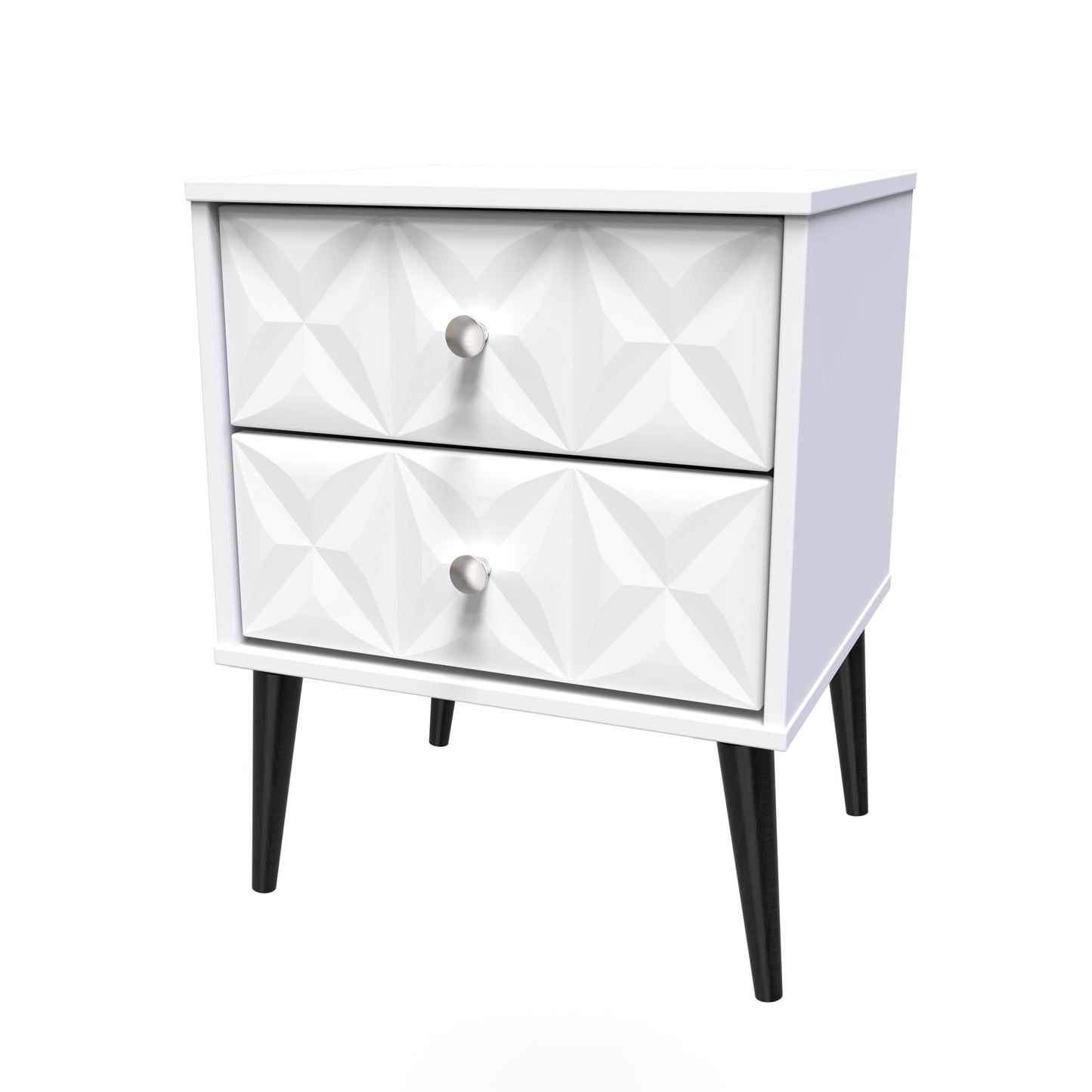 Pixel Bedside Table White 2 Drawers 45cm