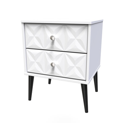 Pixel Bedside Table White 2 Drawers 45cm
