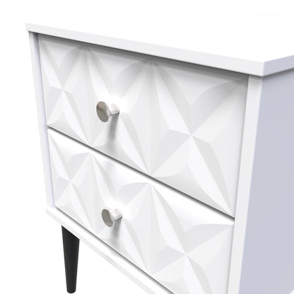 Pixel Bedside Table White 2 Drawers 45cm