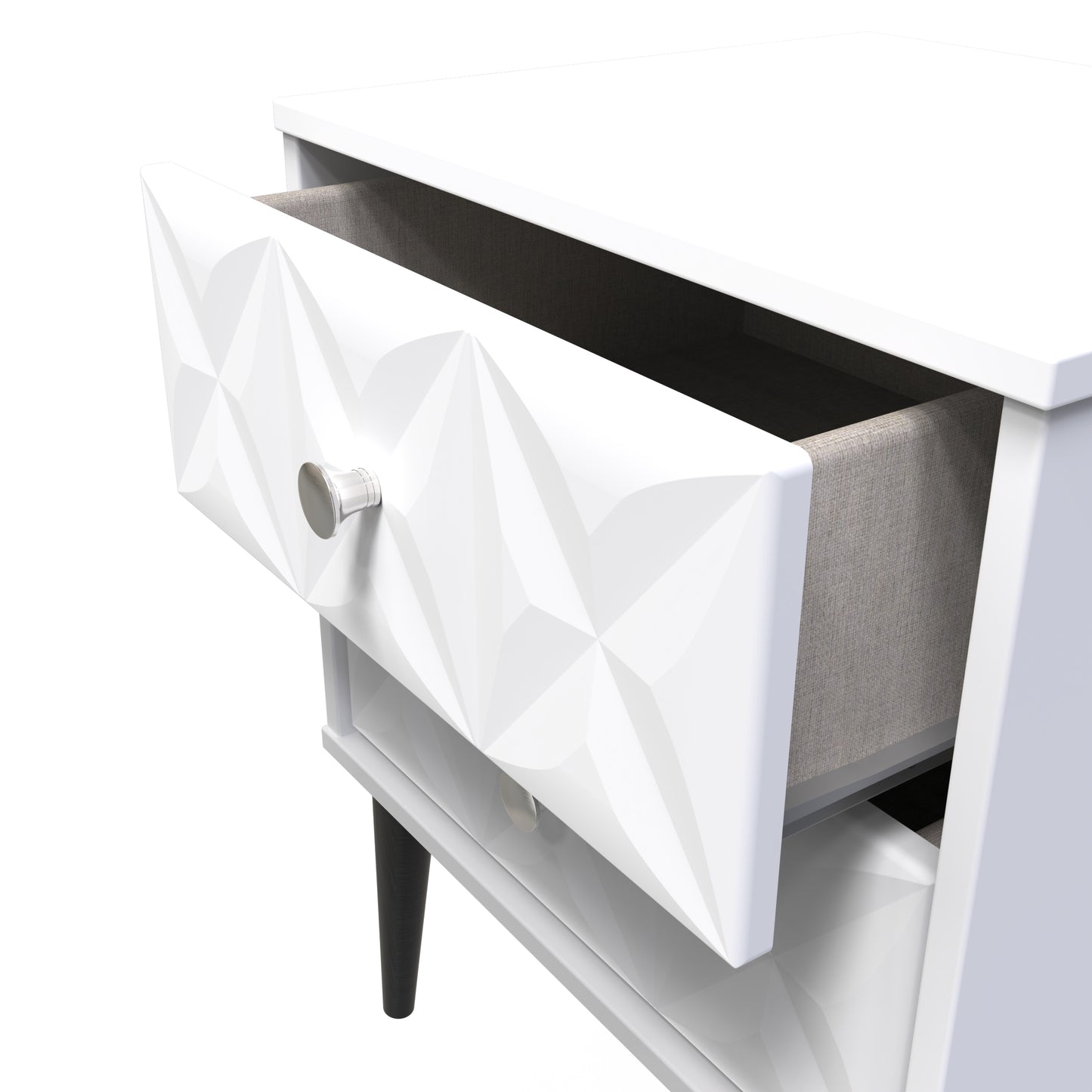 Pixel Bedside Table White 2 Drawers 45cm