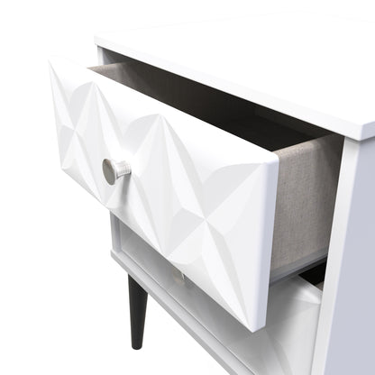 Pixel Bedside Table White 2 Drawers 45cm