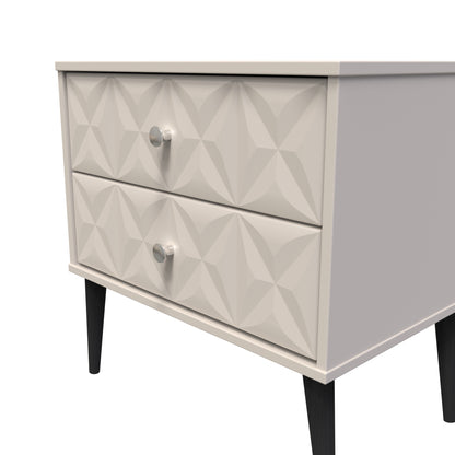 Pixel Side Table Off-white 2 Drawers 58cm