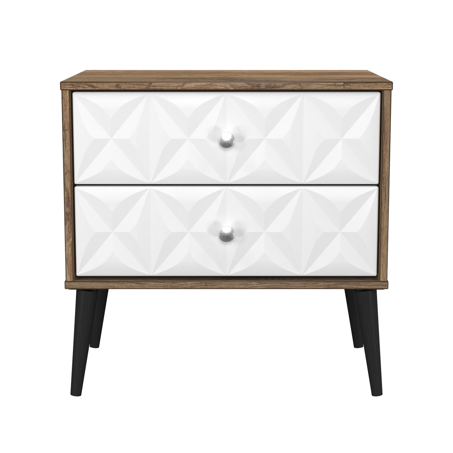 Pixel Side Table White & Vintage Oak 2 Drawers 58cm