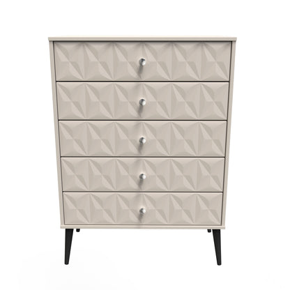 Pixel Tall Chest of Drawers Off-white 5 Drawers 77cm