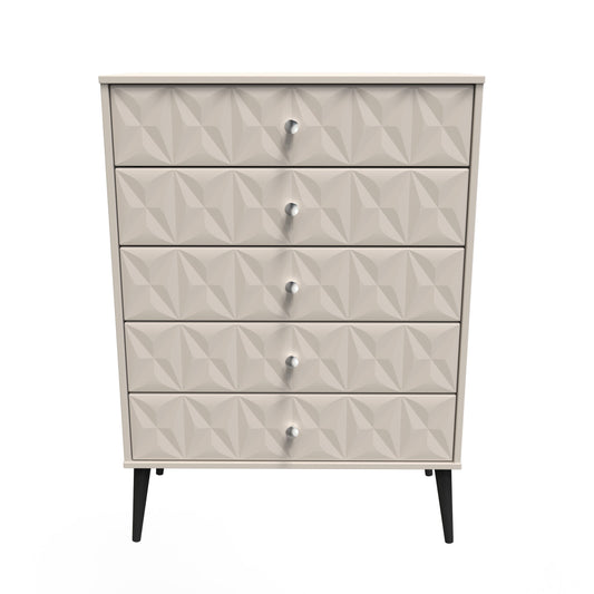 Pixel Tall Chest of Drawers Off-white 5 Drawers 77cm