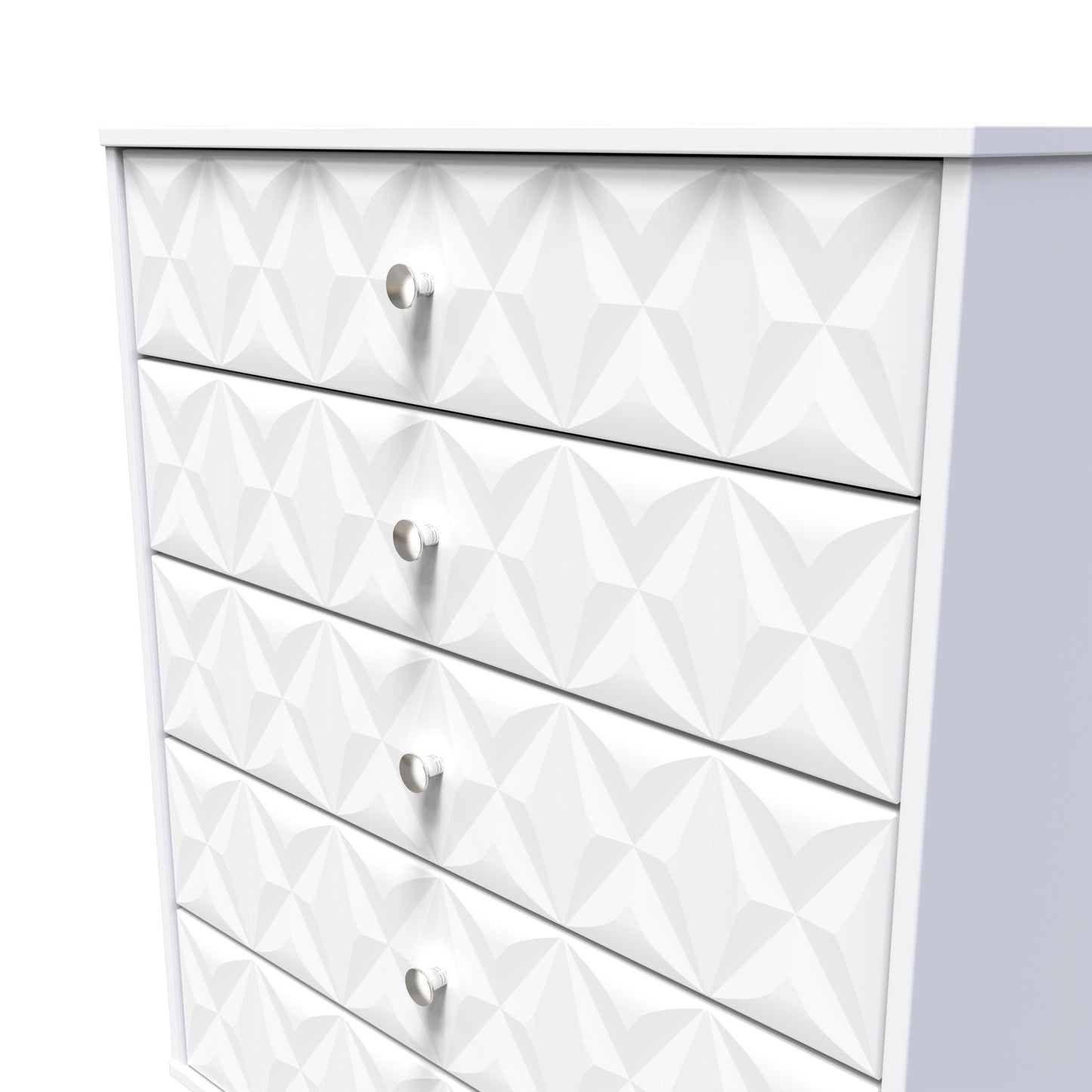 Pixel Tall Chest of Drawers White 5 Drawers 77cm