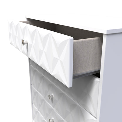 Pixel Tall Chest of Drawers White 5 Drawers 77cm