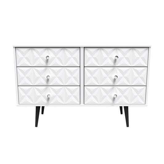 Pixel Large Chest of Drawers White 6 Drawers 115cm