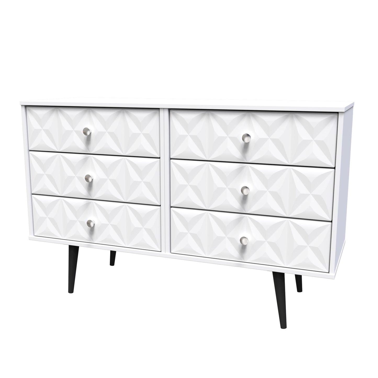 Pixel Large Chest of Drawers White 6 Drawers 115cm