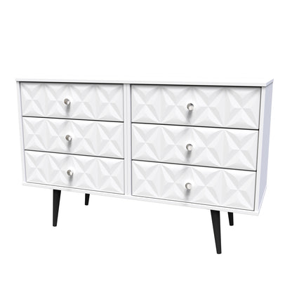 Pixel Large Chest of Drawers White 6 Drawers 115cm