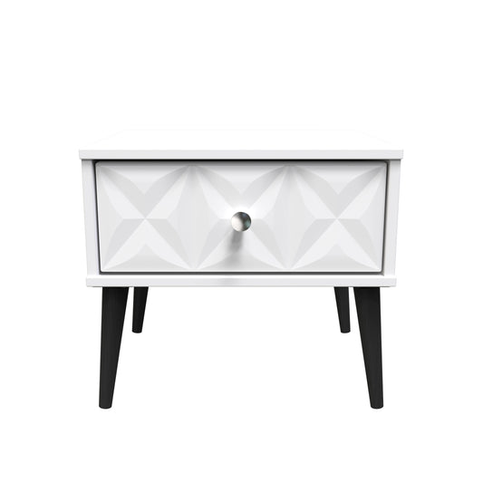 Pixel Bedside Table White 1 Drawer 45cm