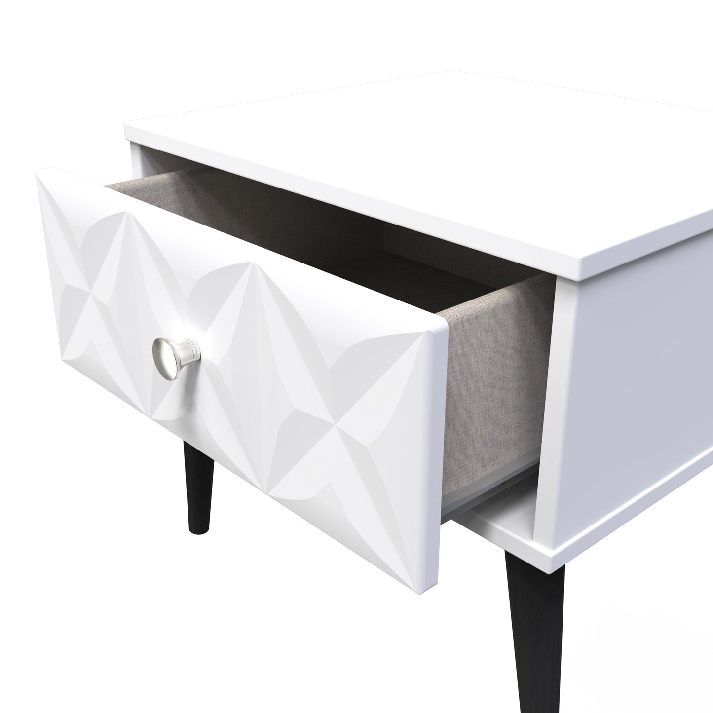Pixel Bedside Table White 1 Drawer 45cm