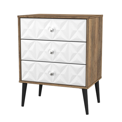 Pixel Chest of Drawers White & Vintage Oak 3 Drawers 58cm