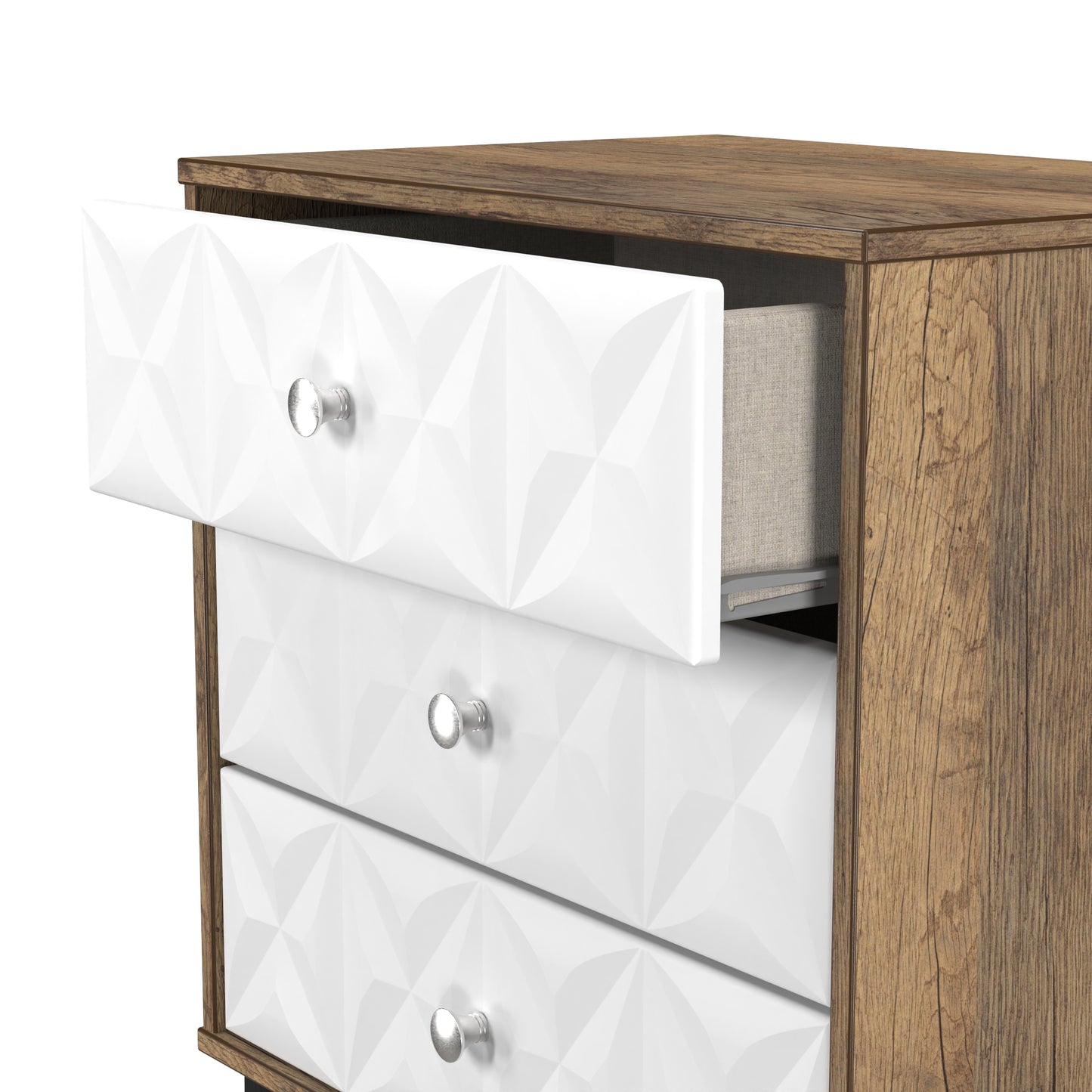Pixel Chest of Drawers White & Vintage Oak 3 Drawers 58cm