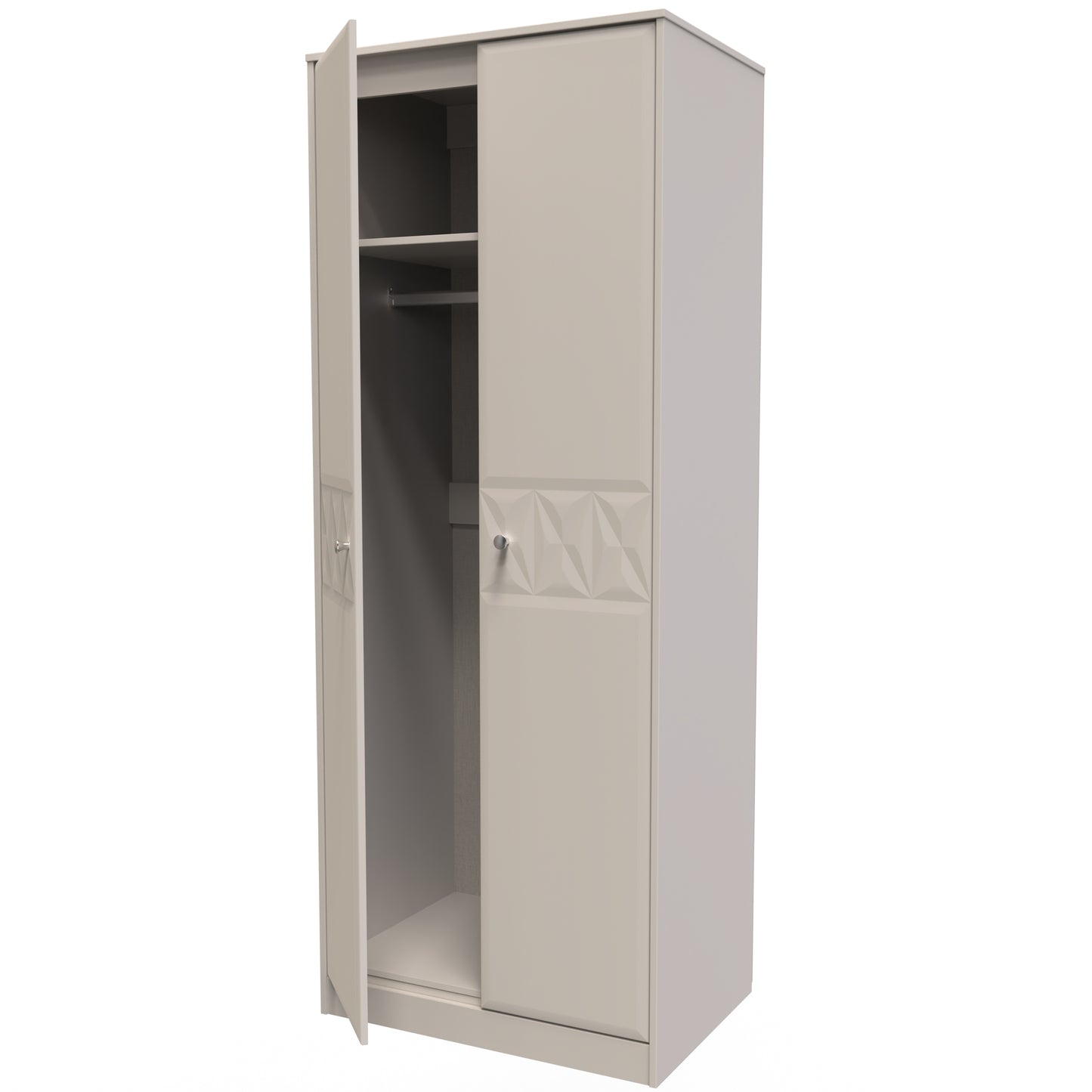 Pixel Tall Wardrobe Off-white 2 Doors 1 Shelf 77cm