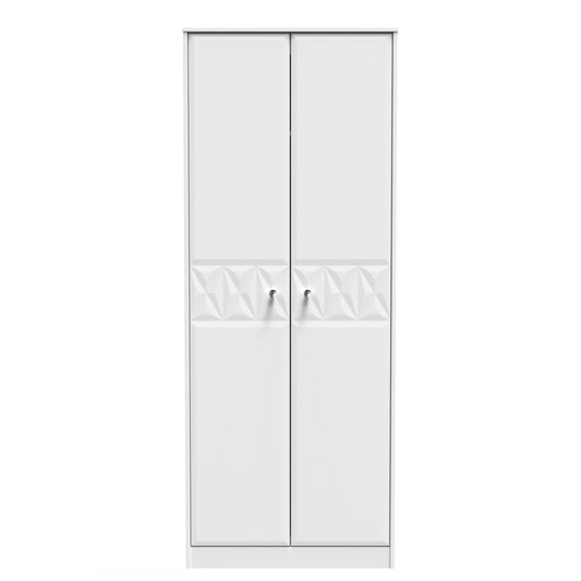 Pixel Tall Wardrobe White 2 Doors 1 Shelf 77cm
