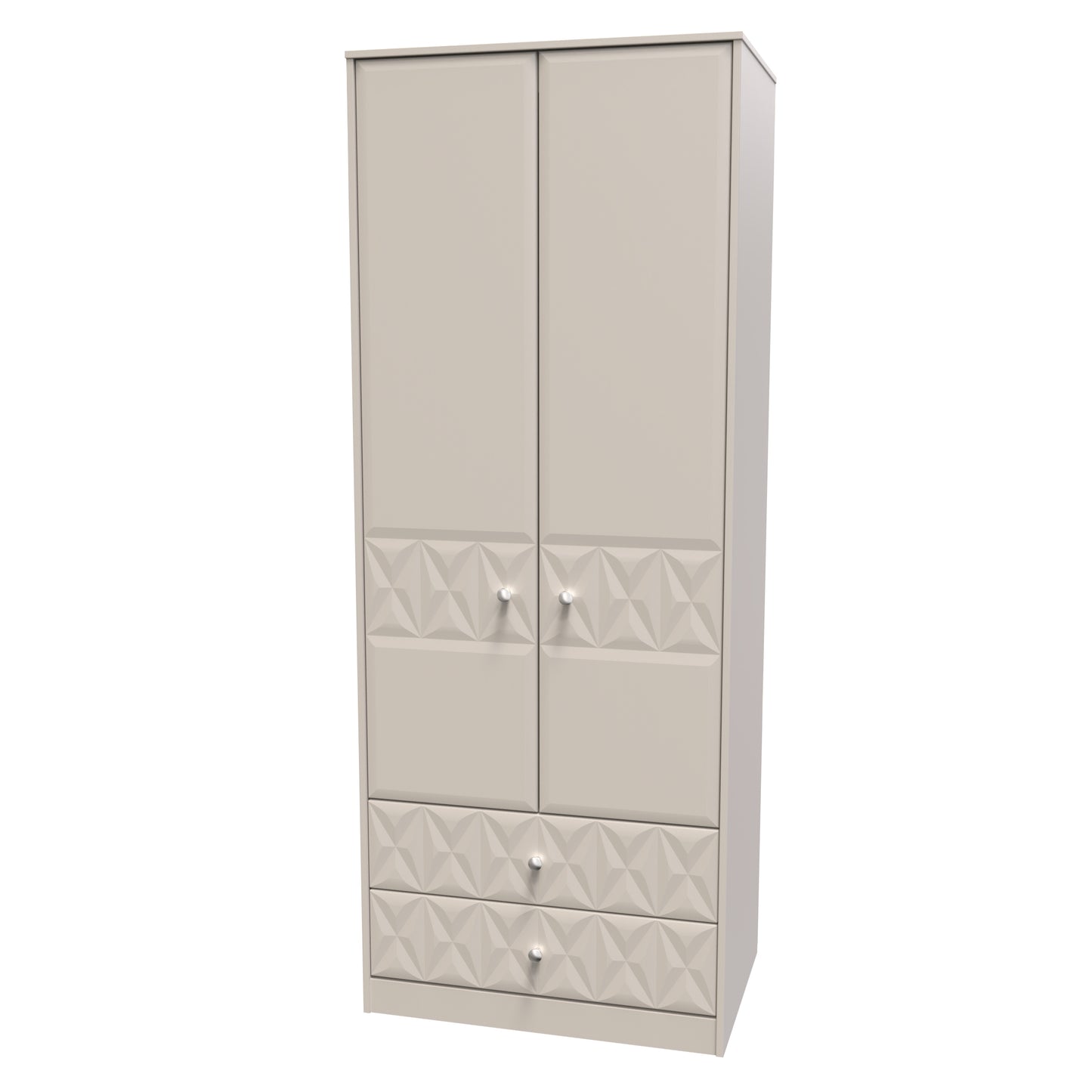 Pixel Tall Wardrobe Off-white 2 Doors 2 Drawers 77cm