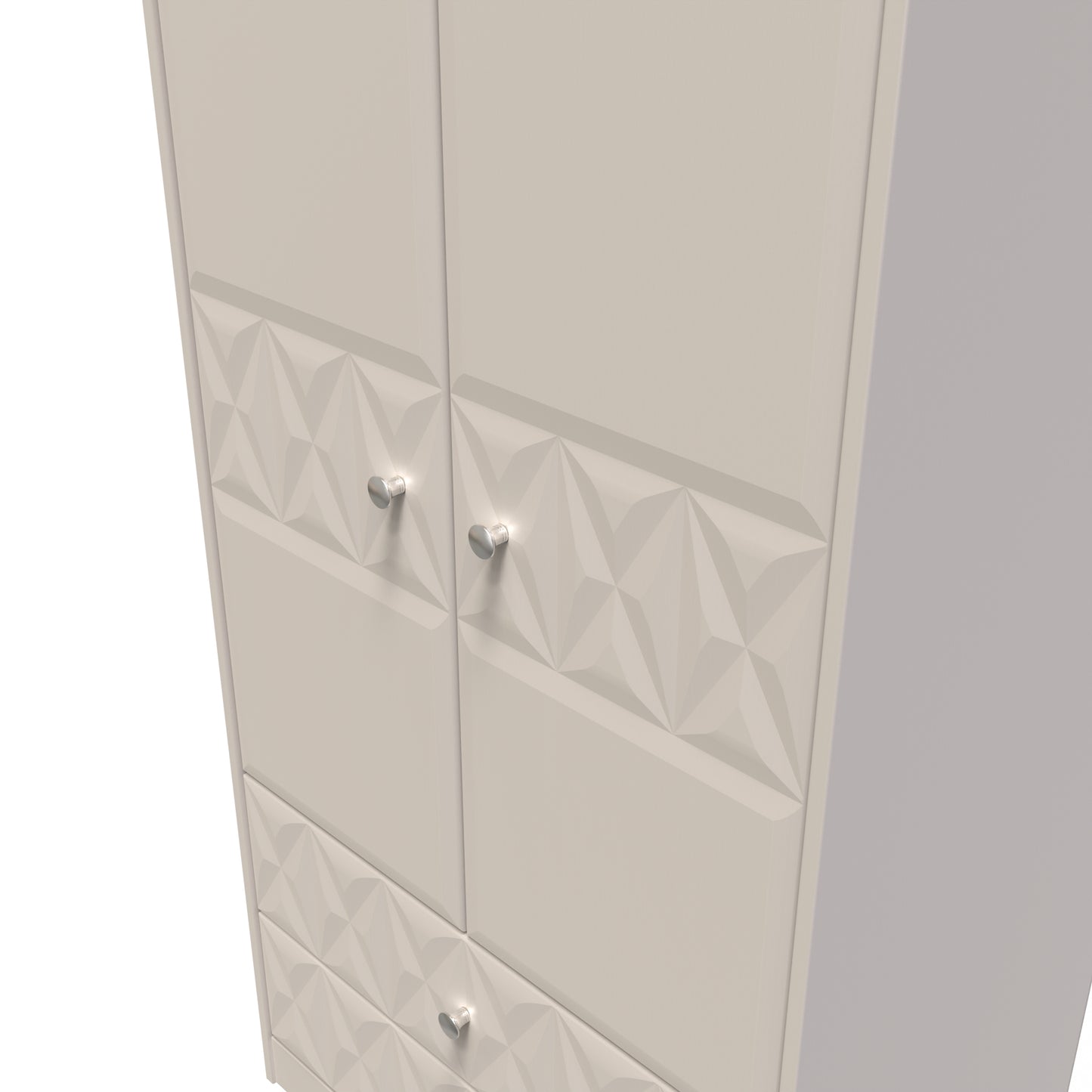 Pixel Tall Wardrobe Off-white 2 Doors 2 Drawers 77cm
