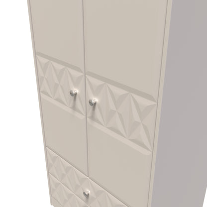 Pixel Tall Wardrobe Off-white 2 Doors 2 Drawers 77cm