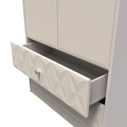 Pixel Tall Wardrobe Off-white 2 Doors 2 Drawers 77cm