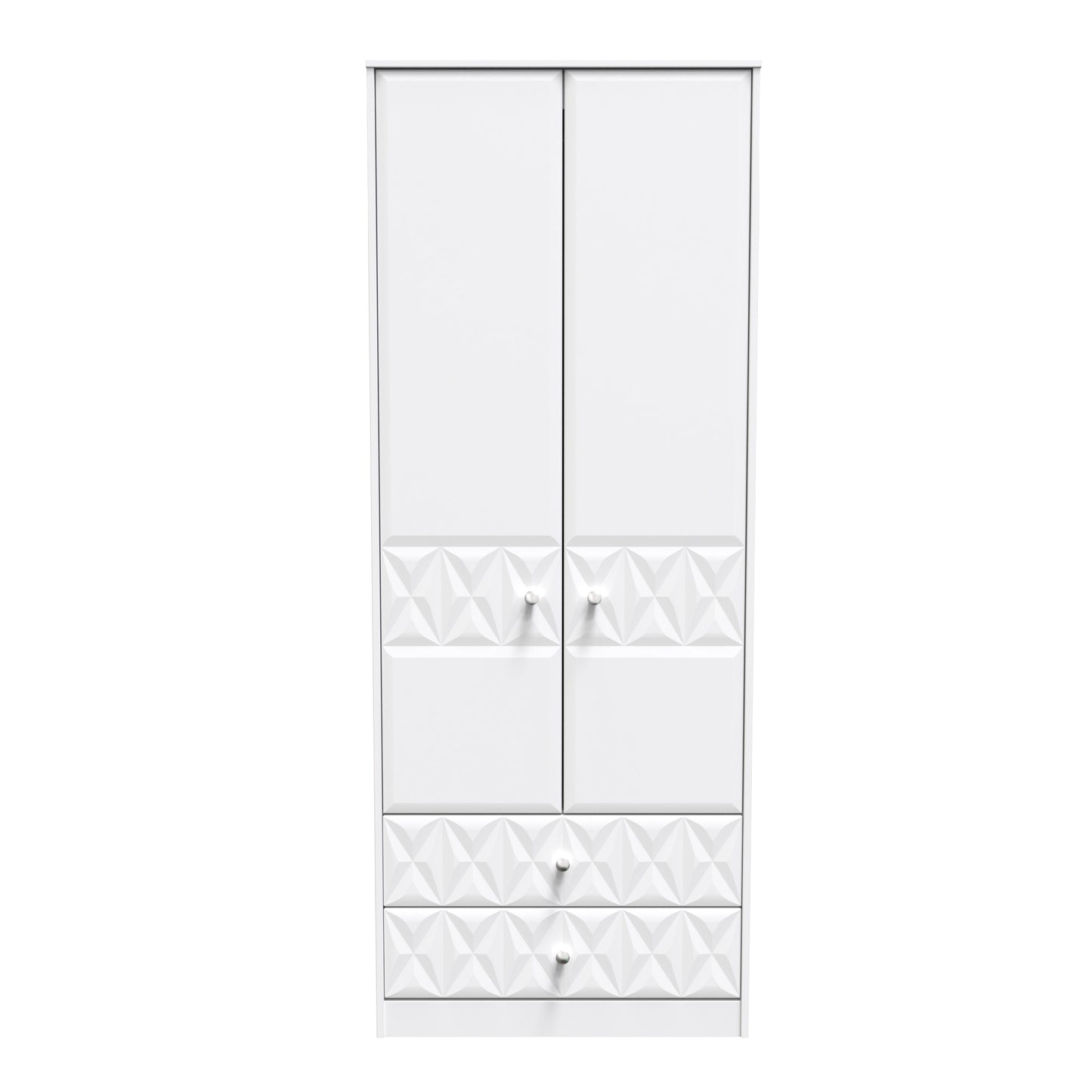 Pixel Tall Wardrobe White 2 Doors 2 Drawers 77cm