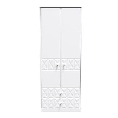 Pixel Tall Wardrobe White 2 Doors 2 Drawers 77cm