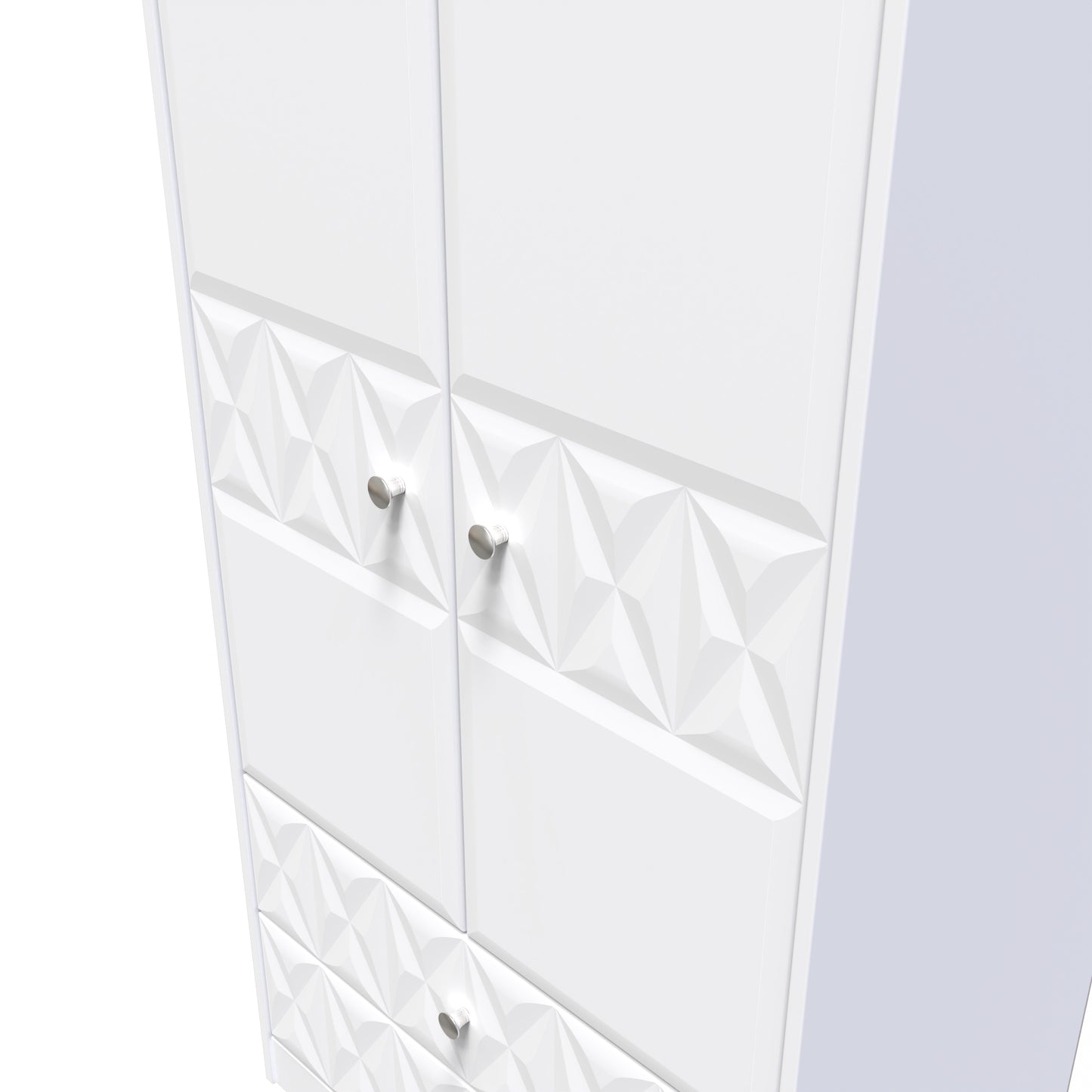 Pixel Tall Wardrobe White 2 Doors 2 Drawers 77cm