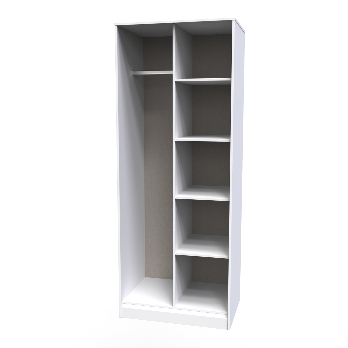 Pixel Tall Wardrobe White 5 Shelves 77cm
