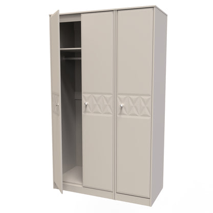 Pixel Tall Wardrobe Off-white 3 Doors 1 Shelf 116cm