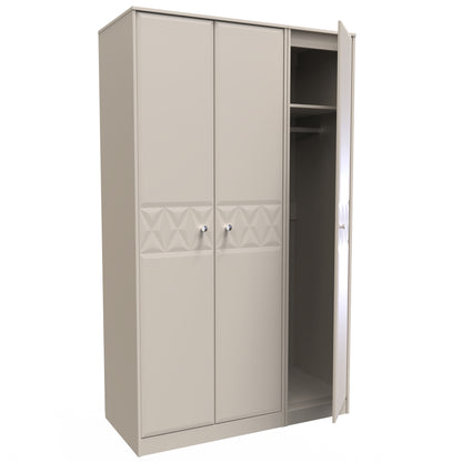 Pixel Tall Wardrobe Off-white 3 Doors 1 Shelf 116cm