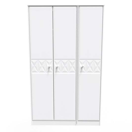 Pixel Tall Wardrobe White 3 Doors 1 Shelf 116cm