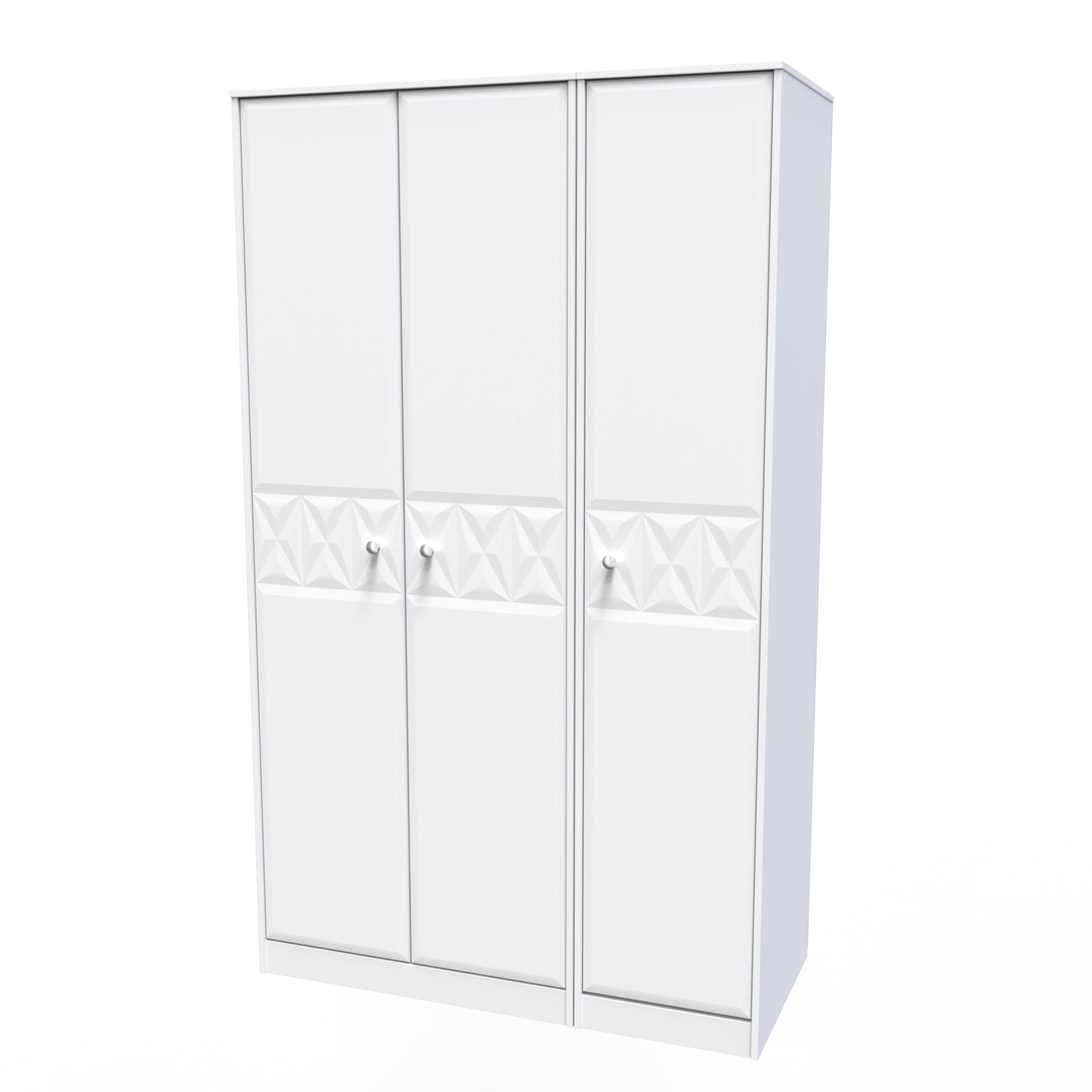 Pixel Tall Wardrobe White 3 Doors 1 Shelf 116cm