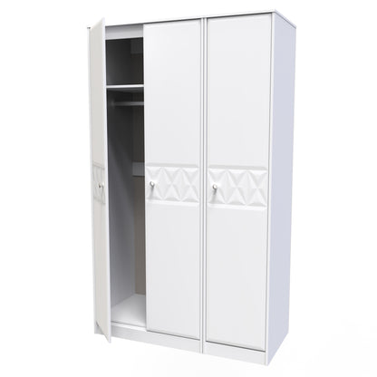 Pixel Tall Wardrobe White 3 Doors 1 Shelf 116cm