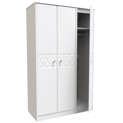 Pixel Tall Wardrobe White 3 Doors 1 Shelf 116cm
