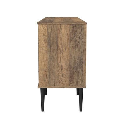 Pixel Large Sideboard White & Vintage Oak 2 Shelves 6 Drawers 152cm