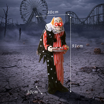 Animated Scary Clown Halloween Decoration - 91cm