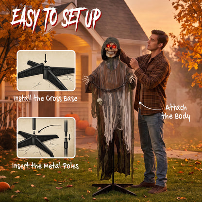 Animated Grim Reaper Halloween Decoration - 170cm