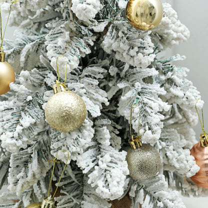 2x 1ft Burlap Base Christmas Tree Artificial - White Frosted Green Ornament Warm White 50 Tips