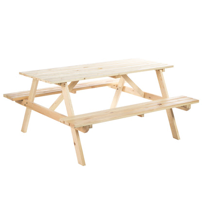 4 Seater Wooden Picnic Table Bench for Outdoor Garden or Patio with Parasol Cutout 150 cm