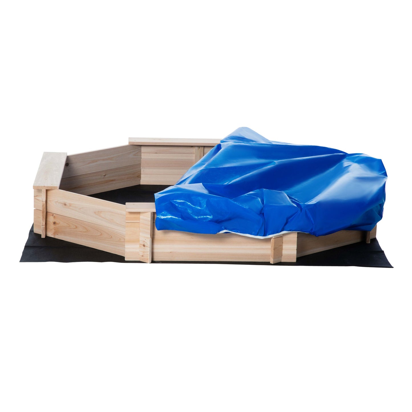 Kids Wooden Sand Pit Children Sandbox with Cover Outdoor Playset for Backyard for 3-8 years 139.5 x 139.5 x 21.5 cm