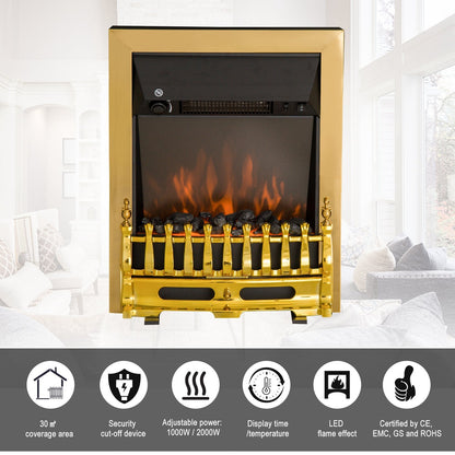 Electric Fireplace LED Light Complete Fire Place Heating Indoor Heater Coal Burning Flame Effect Heat 2000W Max