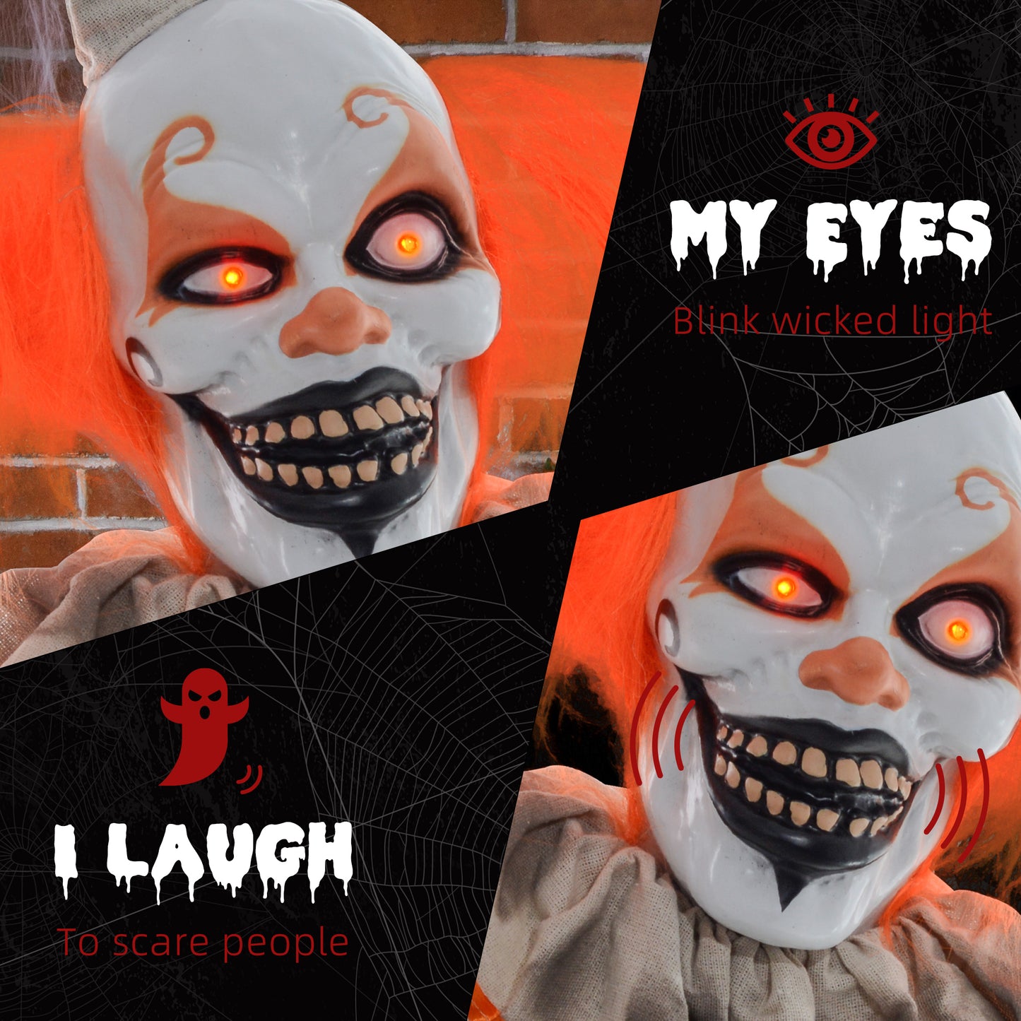 Animated Clown Halloween Decoration - 183cm