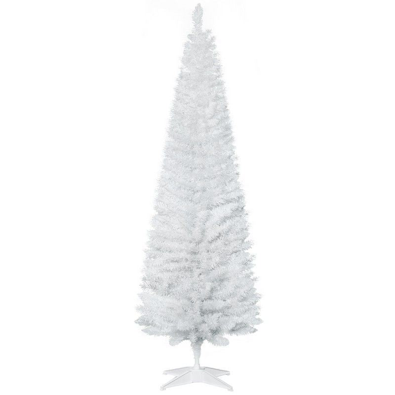 6FT Artificial Pine Pencil Slim Tall Christmas Tree with 390 Branch Tips Xmas Holiday Décor with Stand White