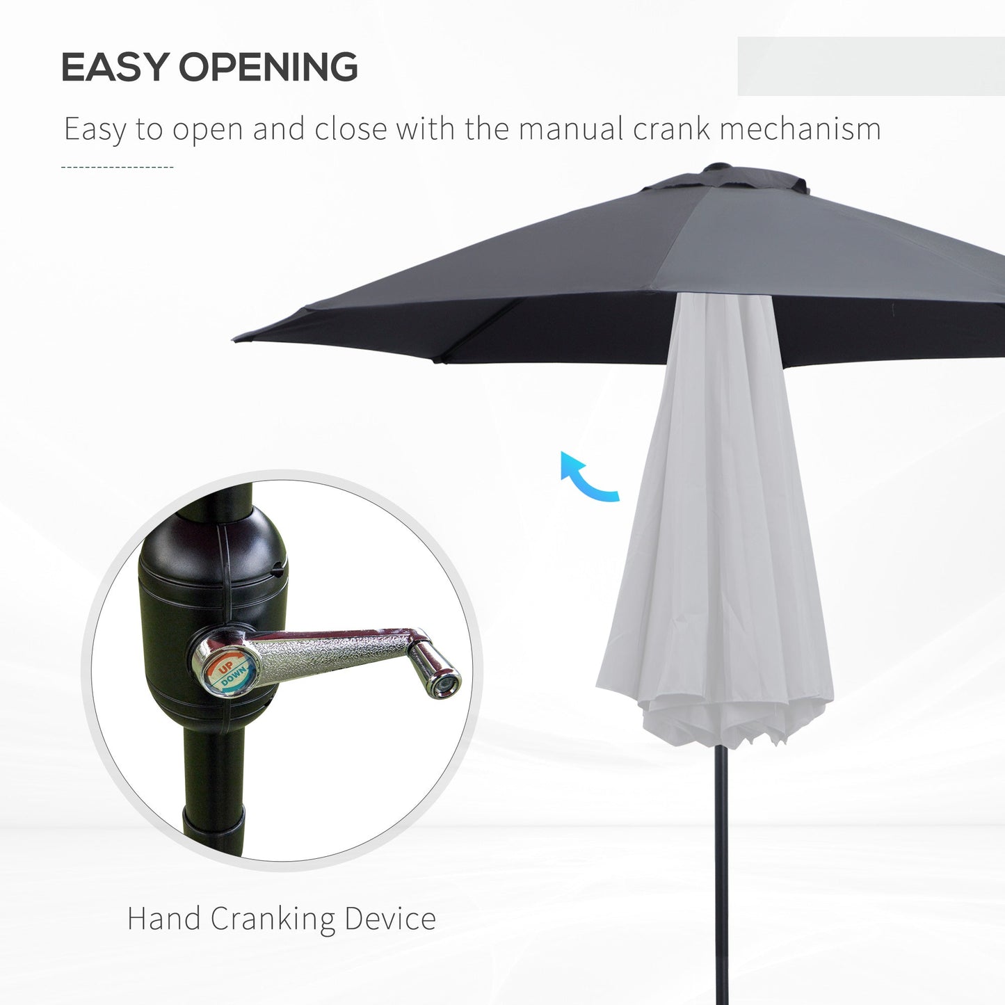2.7M Patio Sun Umbrella Parasol Tilt Shade Shelter Canopy Aluminium Frame